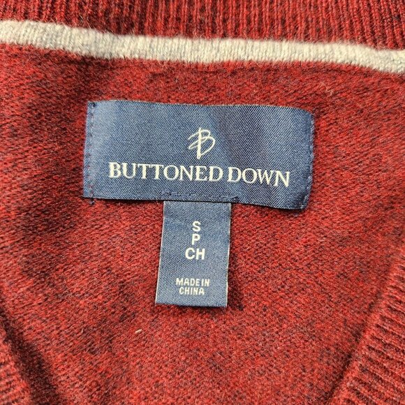 Buttoned Down Men's Sweater Size S 100% Pure Cashmere Burgundy V Neck (16) - Picture 10 of 12